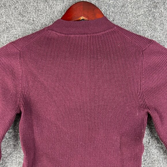 Ted Baker Sweater Womens US 4 Ted 1 Burgundy Ribbed Knit Long Sleeve Pullover - Picture 8 of 9